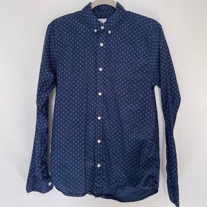 Men's Gap Navy Blue Patterned Button Down Shirt
